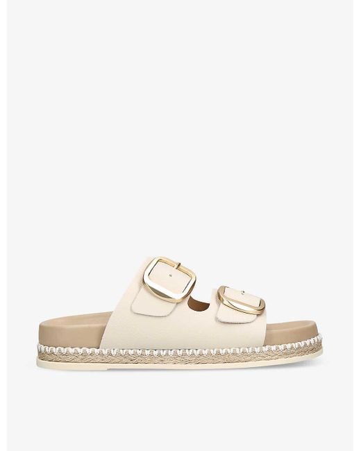 Steve Madden Natural Satano Double-buckle Leather Sandals