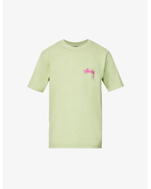 Stussy Green Skate Posse Logo-embossed Cotton-jersey T-shirt for men