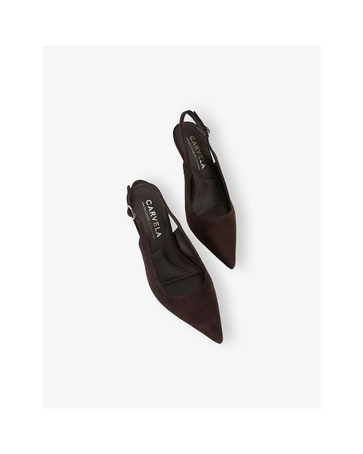Carvela Kurt Geiger Brown Spirited Suede Heeled Slingback Courts