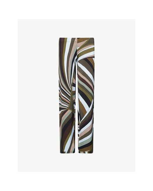Emilio Pucci Black Printed Wide-Leg Satin-Jersey Trousers
