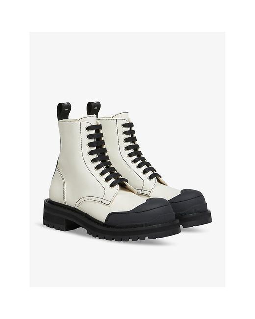 Marni Black Contrast-stitched Chunky-sole Leather Ankle Boots