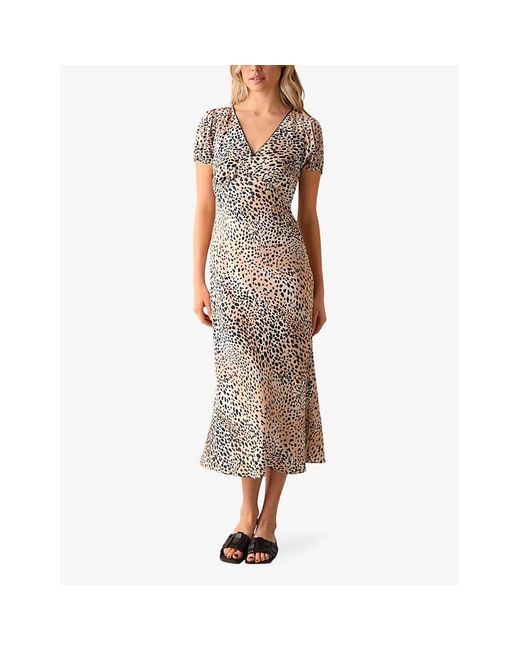 Ro&zo Multicolor Leopard-print Short-sleeved Woven Midi Dress
