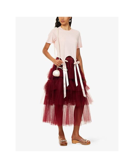 Simone Rocha Tiered Woven Midi Tutu Skirt
