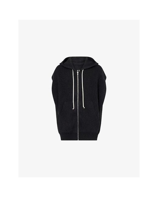 Rick Owens Black Hun Sleeveless Wool-Blend Hoody for men