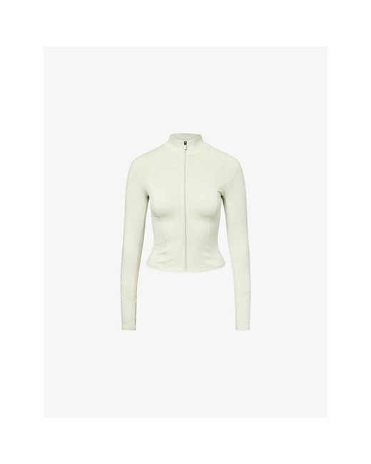 BO+TEE White High-Neck Stretch-Woven Zip Jacket