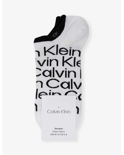 Calvin Klein White Branded Ribbed-trim Pack Of Two Cotton-blend Socks for men