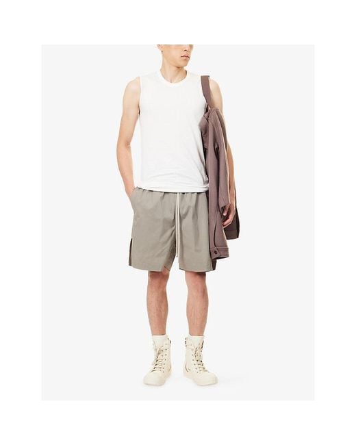 Rick Owens Gray Drawstring Slip-Pocket Cotton Shorts for men