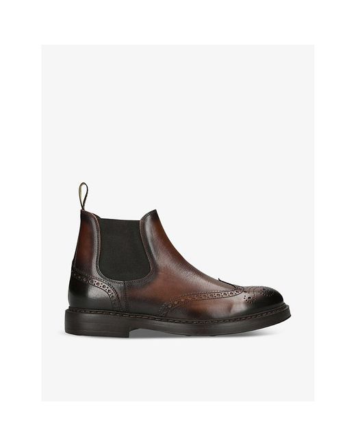 Doucal's Brown Dovetail Leather Ankle Chelsea Boots for men