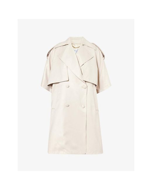 Max Mara Natural Double-breasted Side-pocket Woven Poncho