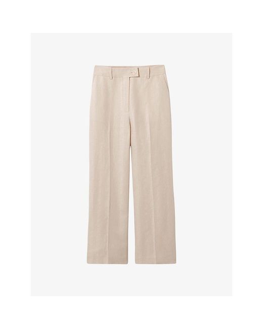 Claudie Pierlot Natural Flared Mid-Rise Woven Trousers