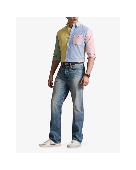Polo Ralph Lauren Blue Colour-Block Cotton Sport Shirt for men