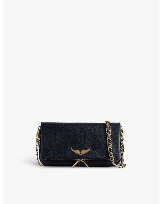 Zadig & Voltaire Blue Rock Grained Leather Clutch