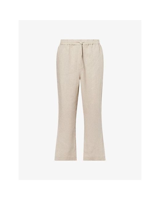 CHE Natural Avila Drawstring Linen Trousers for men