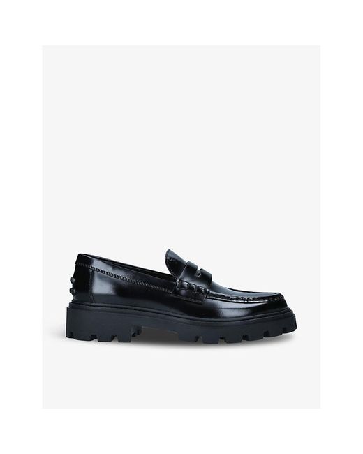 Tod's Blue Gomma Pesante Leather Loafers