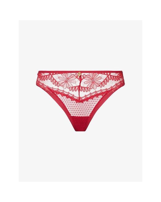 Aubade Red Mystery Of Love Tanga Lace Briefs
