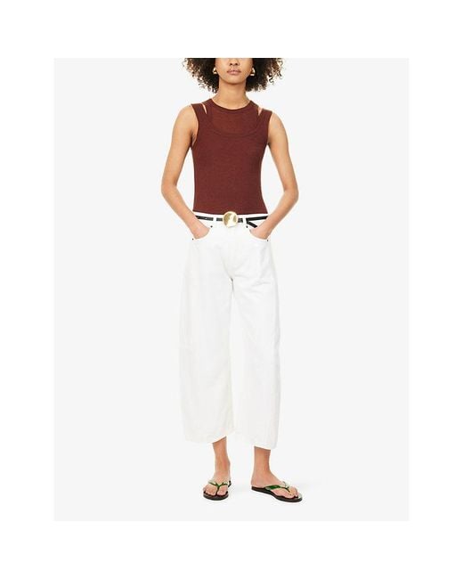ME+EM White Cropped Wide-Leg Denim Jeans