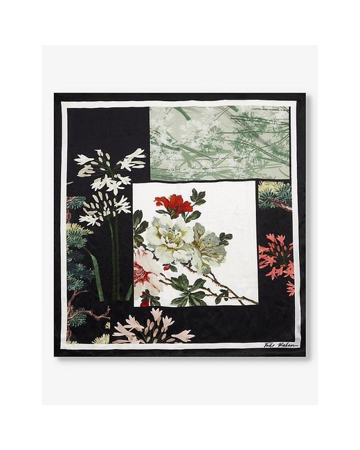 Ted Baker Black Janasi Floral-collage Silk Scarf