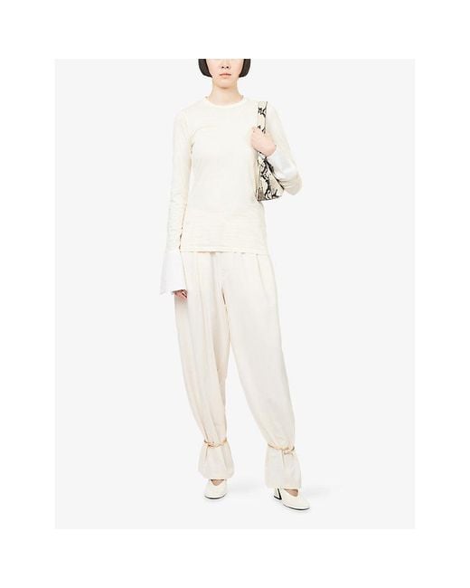 DARKPARK White Phebe Cuffed Stretch-Woven Trousers