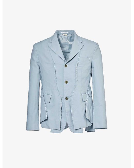 Comme des Garçons Blue Raw-trim Notched-lapel Woven Jacket for men