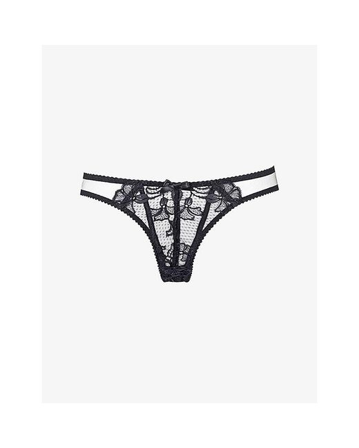 Agent Provocateur Black Rozlyn High-Leg Mesh And Lace Briefs Xxl