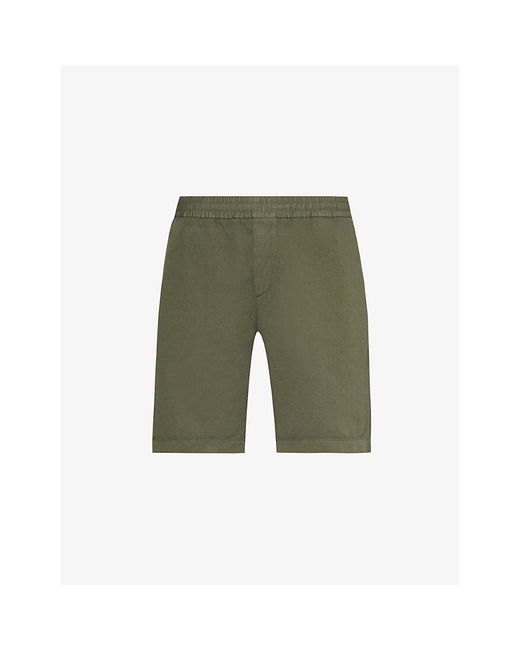 Sunspel Green Elasticated-waist Relaxed-fit Cotton And Linen-blend Shorts for men