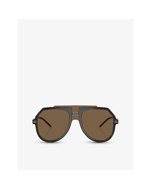 Dolce & Gabbana Brown Dg6195 Pilot-frame Tortoiseshell Injected Sunglasses