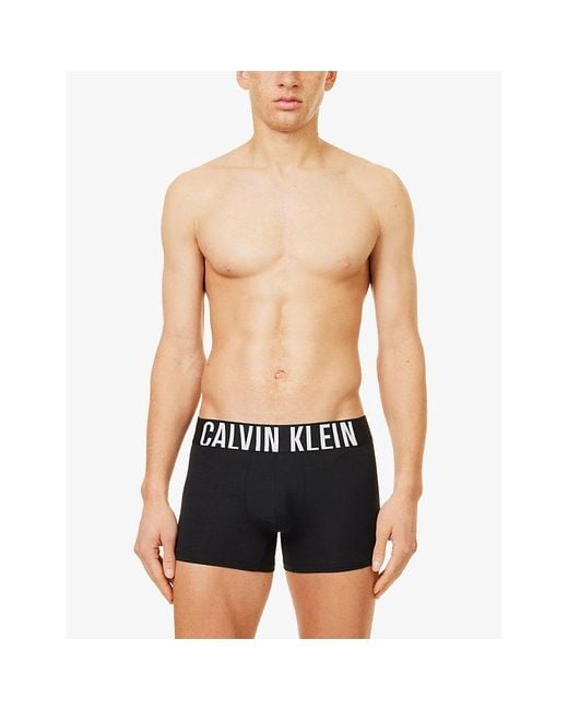 Calvin Klein Gray Branded-Waistband Pack Of Three Stretch-Woven Trunks for men