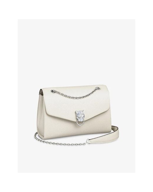 Cartier White Panthère Graphique De Small Leather Cross-Body Bag