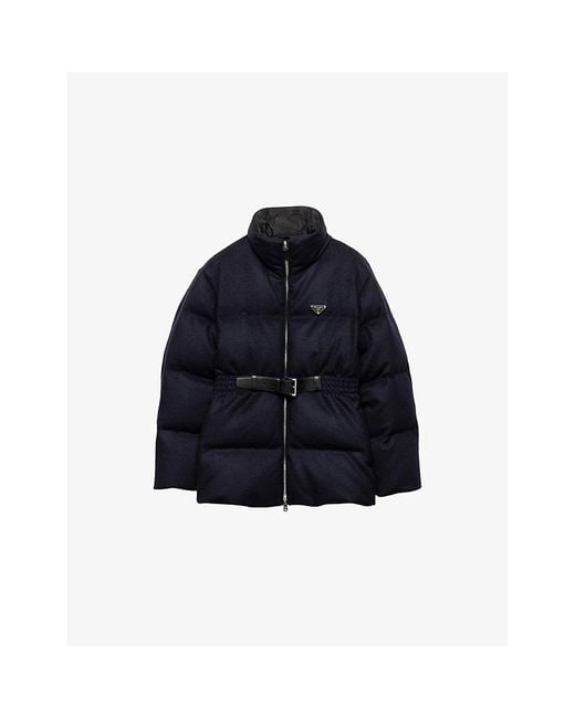 Prada Blue Down Loden Puffer Jacket
