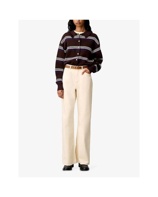 Claudie Pierlot Black Striped Relaxed-Fit Knitted Cardigan