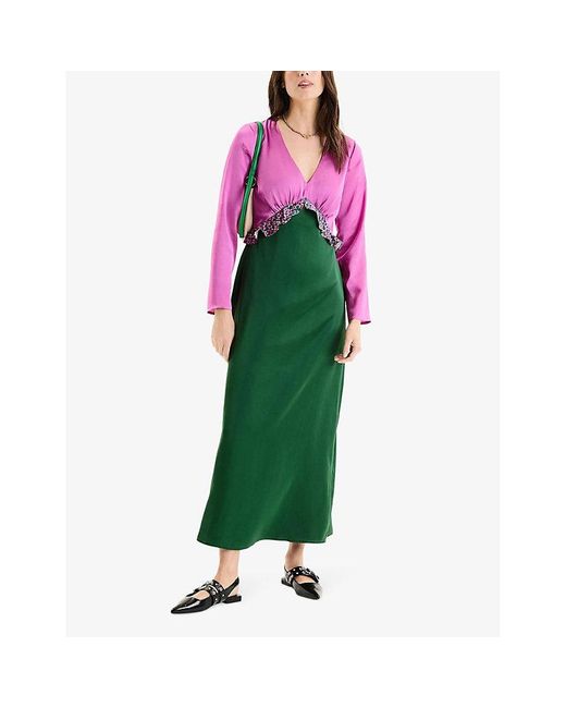OMNES Green Jaspiya Recycled-polyester Maxi Dress