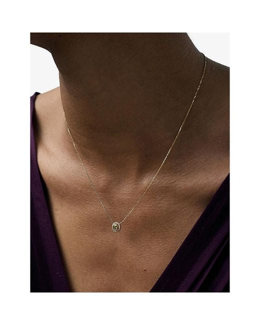Astley Clarke Metallic August Birthstone 14Ct- Peridot And 0.08Ct Lab-Grown Diamond Pendant Necklace