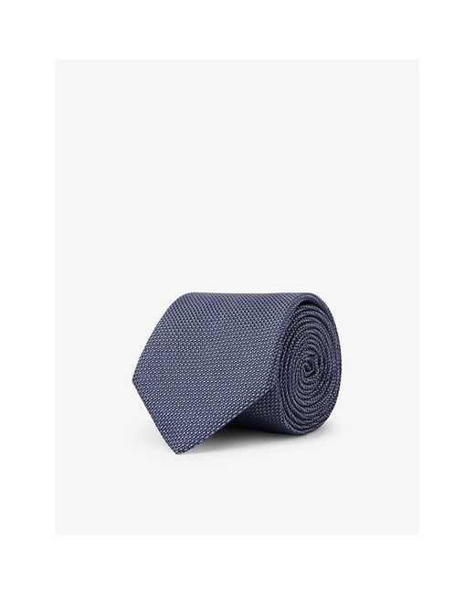 Reiss Blue Ceremony Textured Silk-blend Tie for men
