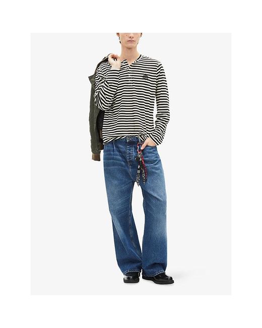 The Kooples Blue Striped Long-Sleeved Cotton-Jersey T-Shirt for men
