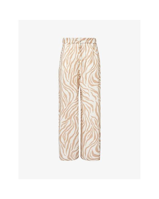Max Mara Natural Flavia Wide-leg High-rise Silk Trousers