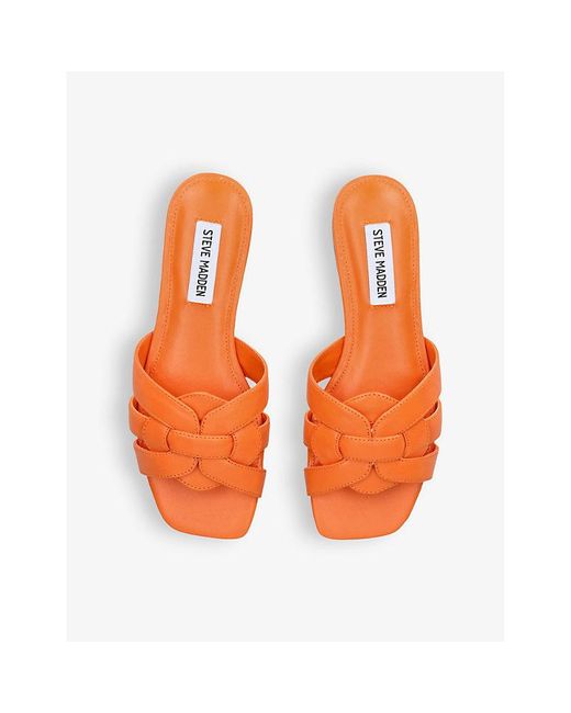 Steve Madden Orange Vcay 807 -strap Flat Leather Sandals