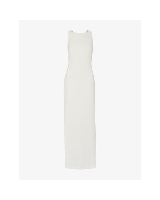 Whistles White Tie Back Slim-Fit Stretch-Crepe Maxi Dress