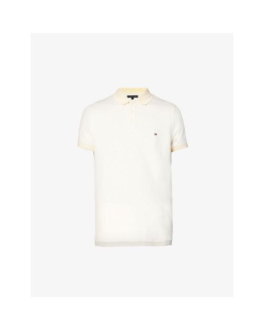 Tommy Hilfiger Logo-embroidered Contrast-trim Cotton-jersey Polo Shirt in White Men Lyst Canada