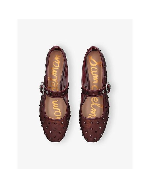 Sam Edelman Brown Michaela Shine Mesh Mary-Jane Flats