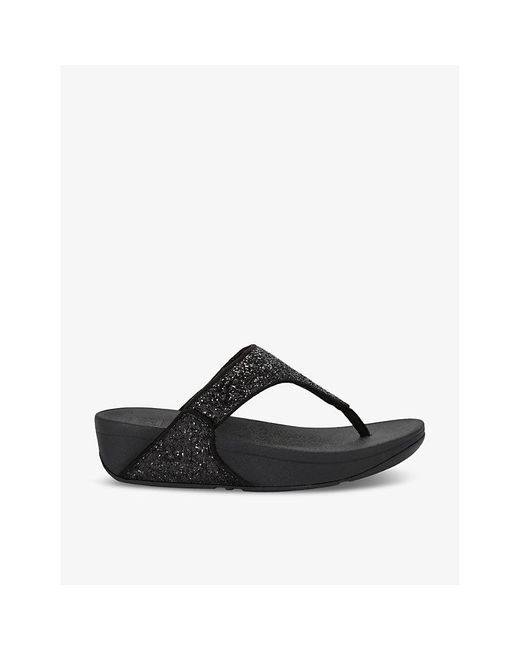Fitflop Black Lulu Glitter Rhinestone-embellished Woven Sandals
