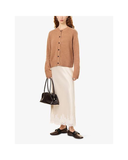 Rails Brown Carre Round-Neck Wool, Cotton And Cashmere Cardigan