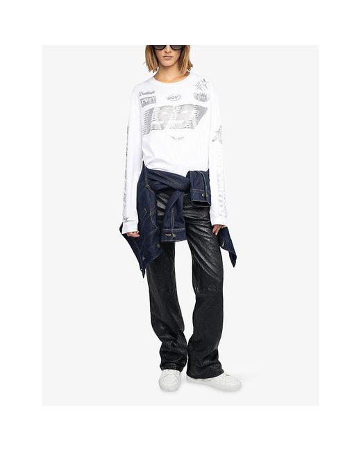 Zadig & Voltaire White Io Rhinestone-Embellished Cotton T-Shirt