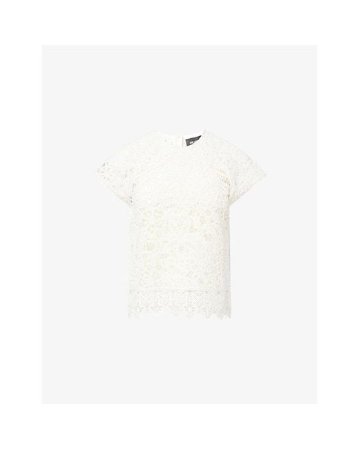 ME+EM White Crochet Lace Cropped Cotton Top