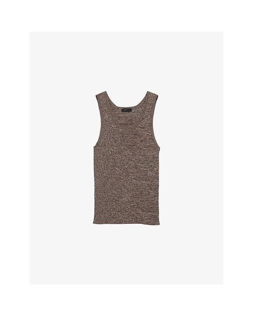 Prada Brown Scoop-Neck Knitted Cotton Tank Top for men