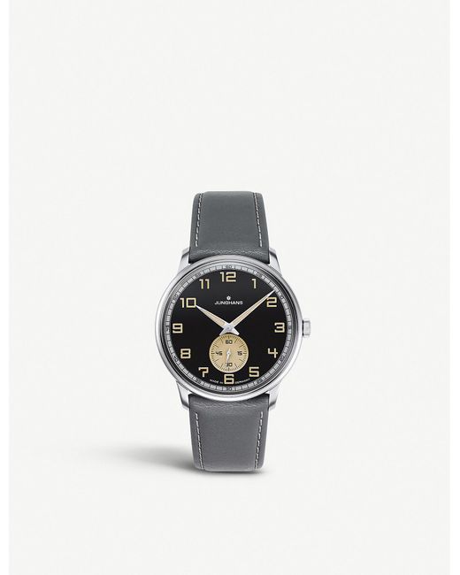 Junghans 27/3607.00 Max Bill Handaufzug Stainless-steel And Leather Watch  in Black for Men | Lyst Canada