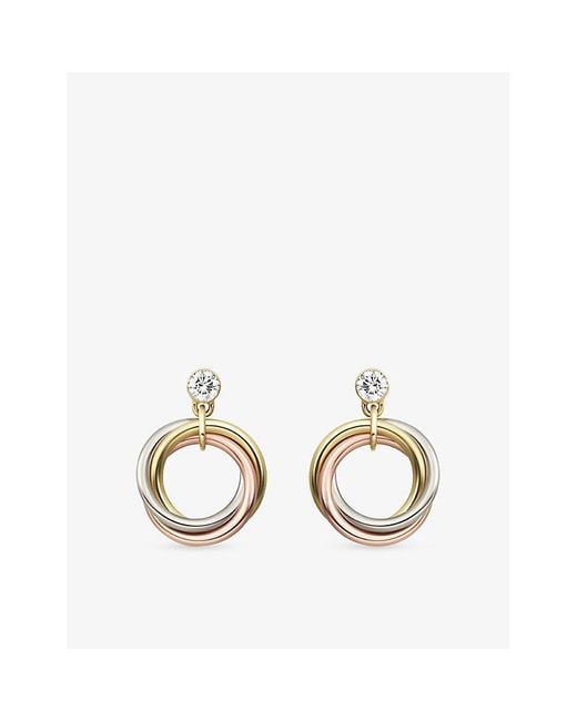 Cartier Metallic Trinity 18Ct, Rose- And 0.16Ct Brilliant-Cut Diamond Earrings