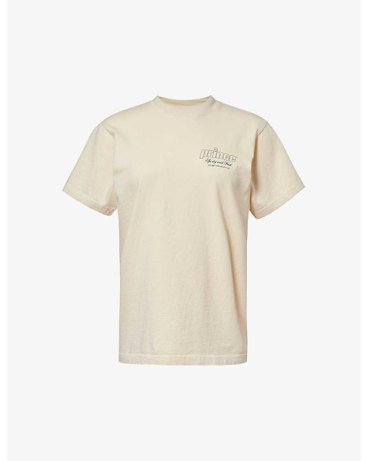 Sporty & Rich White X Prince Brand-print Short-sleeve Cotton-jersey T-shirt