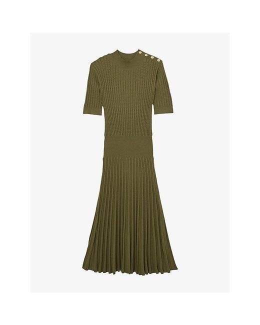 Reiss Women's Green Harriet Short-Sleeved Knitted Midi Dress -  hulwithkids.com
