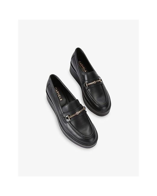 Carvela Kurt Geiger Black Vista Leather Platform Loafers