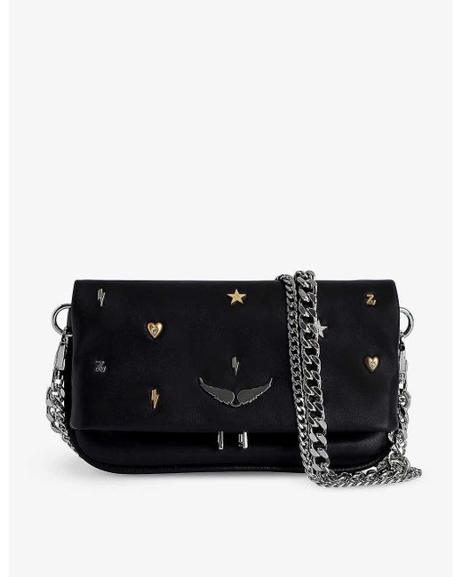 Zadig & Voltaire Black Rock Lucky Charm-embellished Nano Leather Clutch